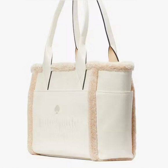 ♠️Kate Spade♠️$459 RETAIL New York Jett Faux Shearling Tote, Large, Merengue NWT - Picture 2 of 15